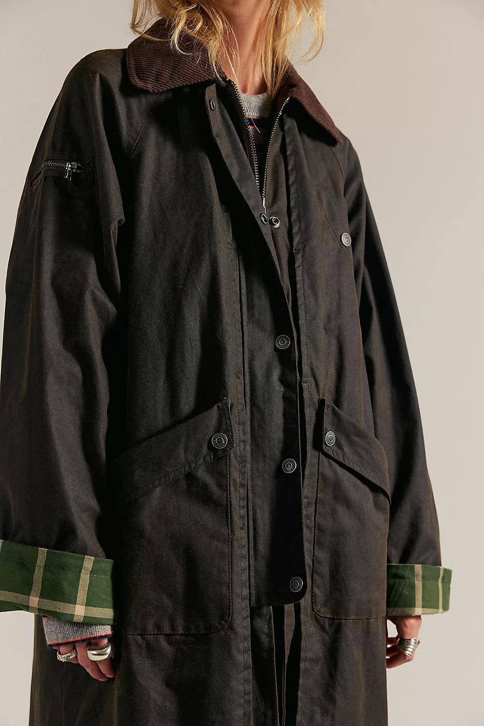 We the free Classic Waxed Cotton Long Coat Jacket Size Regular M Stylish