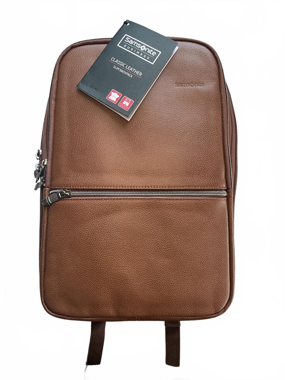 Samsonite Classic Leather Slim Backpack Fits Laptops Up to 14.1"