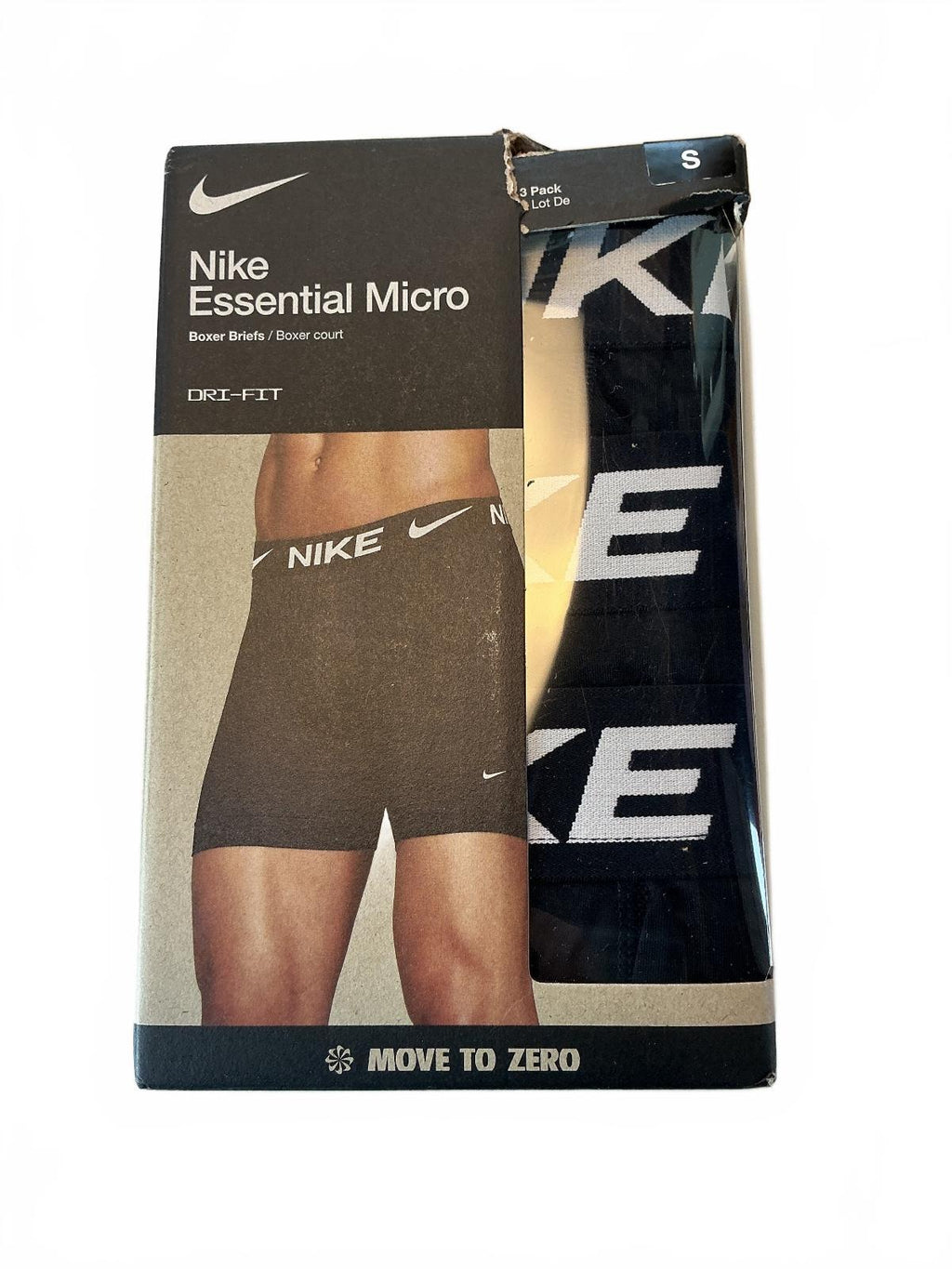 Nike Essential Micro Boxer Briefs Men Small Black Dri-FIT Comfort 3 Pack