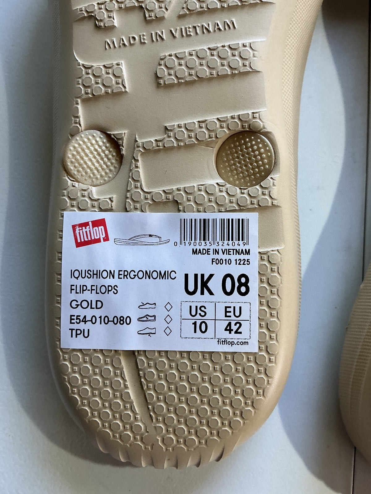 FitFlop IQushion Ergonomic Flip-Flops Gold UK 8 Comfortable Supportive