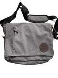 Leathario Grey Canvas Messenger Bag Adjustable Strap Size Medium