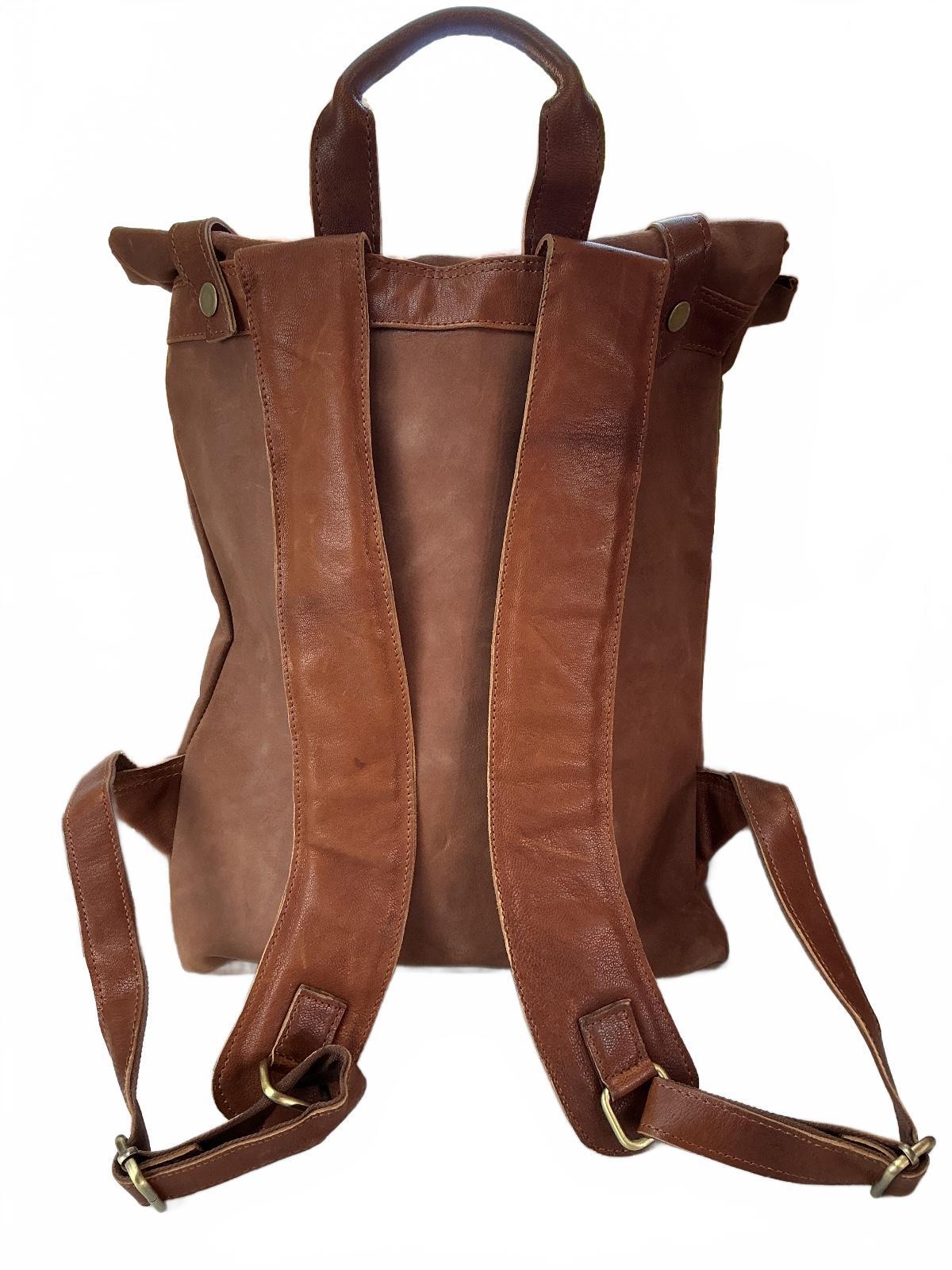 Oxford Chariot Bespoke Luxury Leather Rucksack With Laptop Sleeve Roll Top