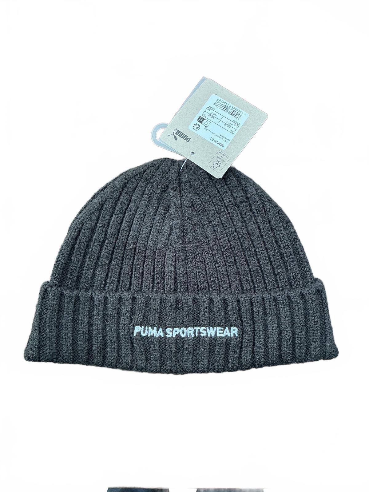 Puma Sportwear Fisherman Beanie Unisex Adult Black Ribbed Knit Hat