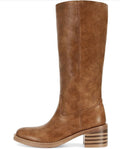 DOEYC Knee-High Boots Women’s Size 8 Camel Striped Block Heel Pull-On