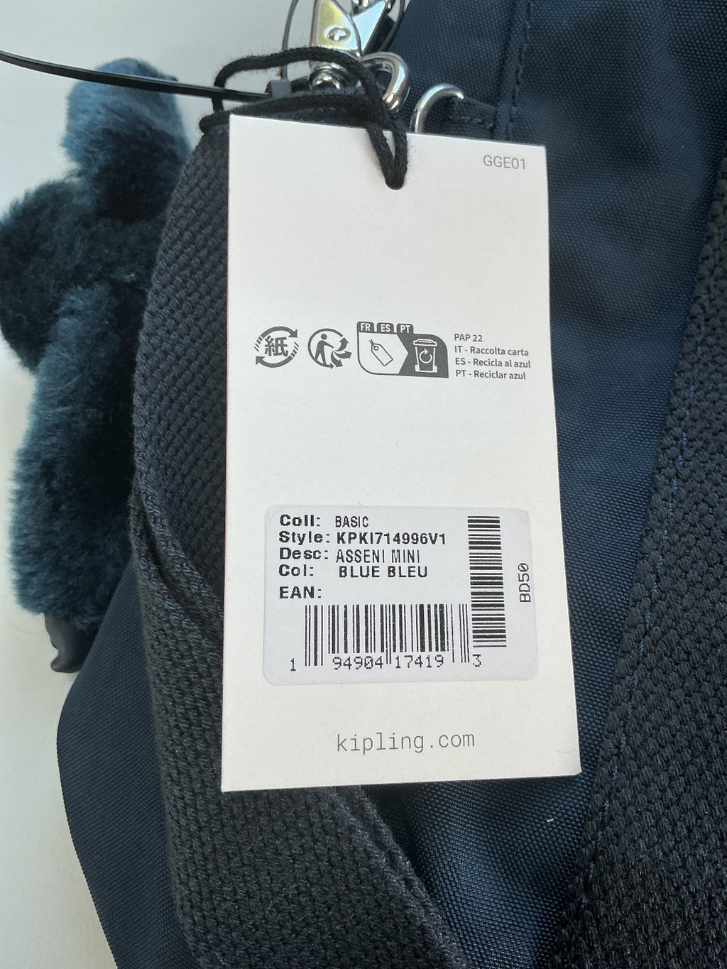 Kipling Basic Blue Asseni Mini Handbag Small Size