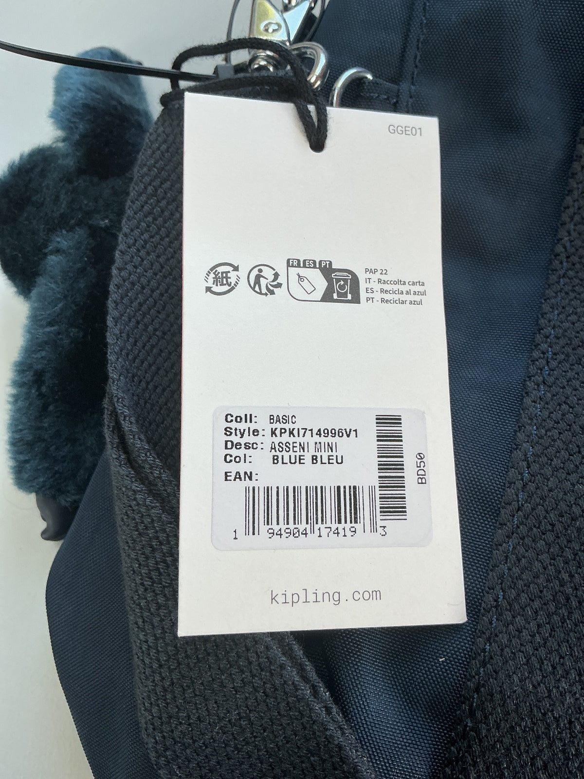 Kipling Basic Blue Asseni Mini Handbag Small Size