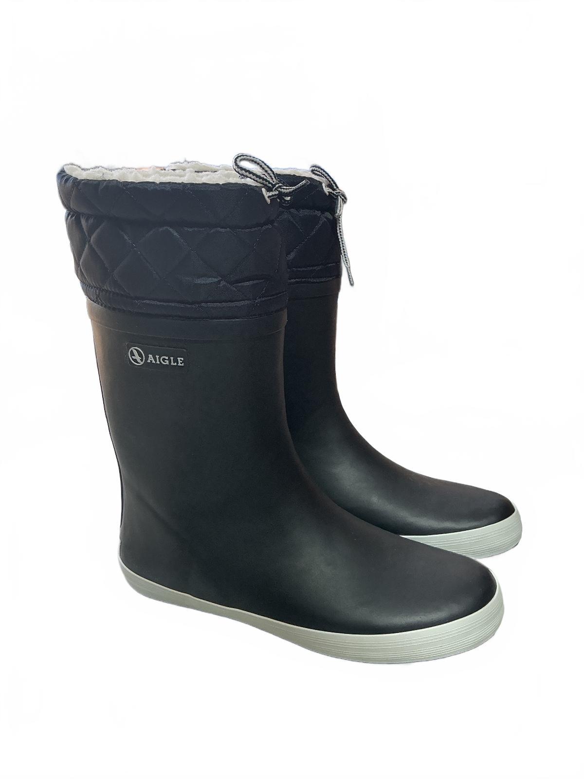 Aigle Giboulee Waterproof Winter Boots Size UK 5 EU 38 Marine Blanc