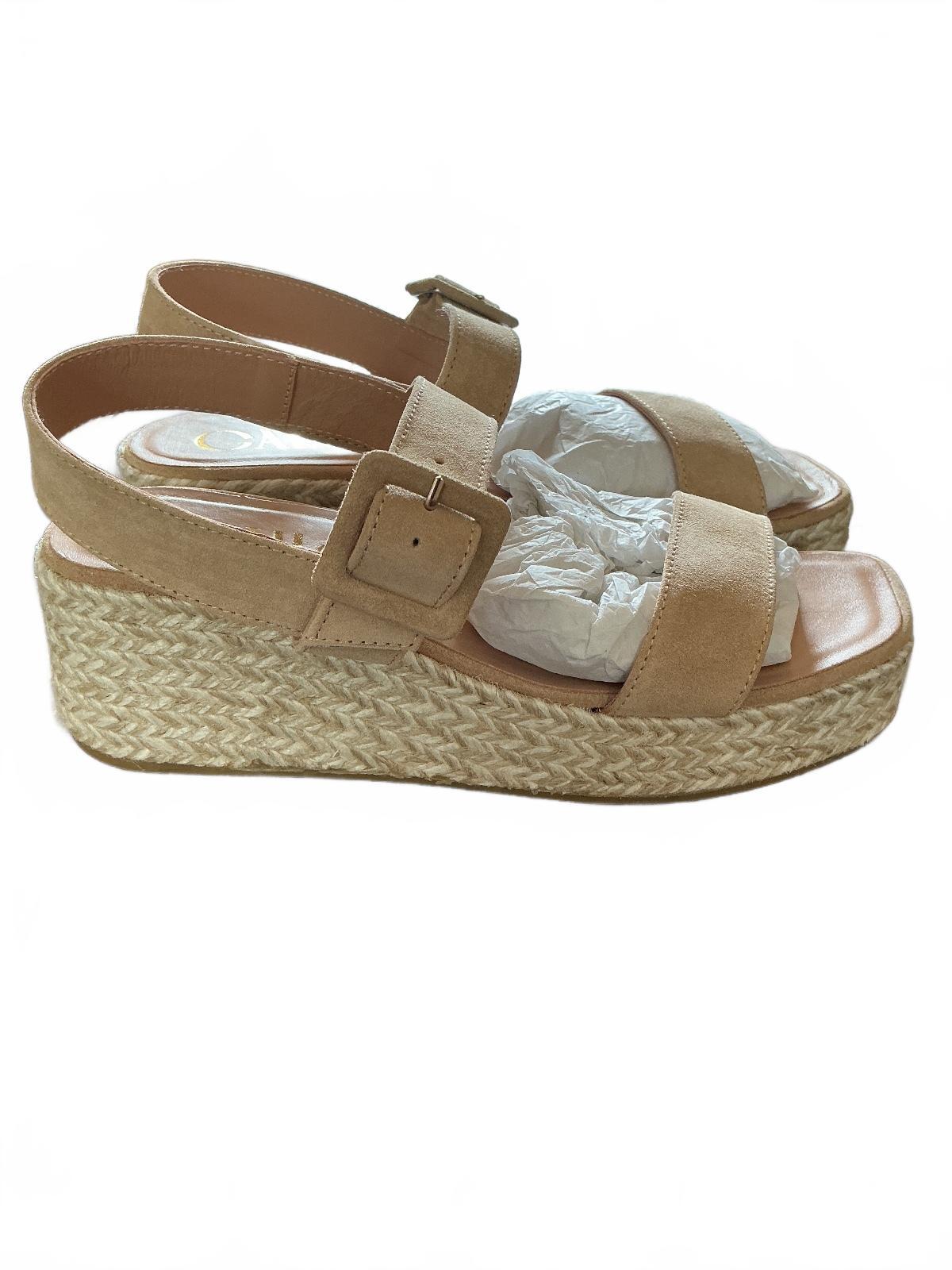 Gaimo Beige Suede Espadrille Wedge Sandals Size 5 UK Summer Footwear