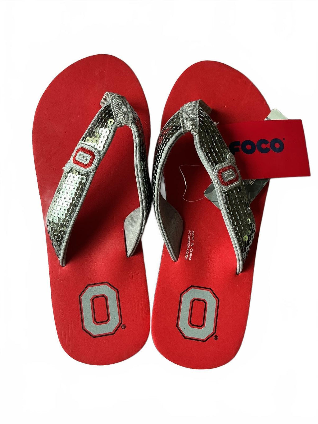 FOCO Women's Size 4-5Uk Ohio State Red Flip Flop Sandals