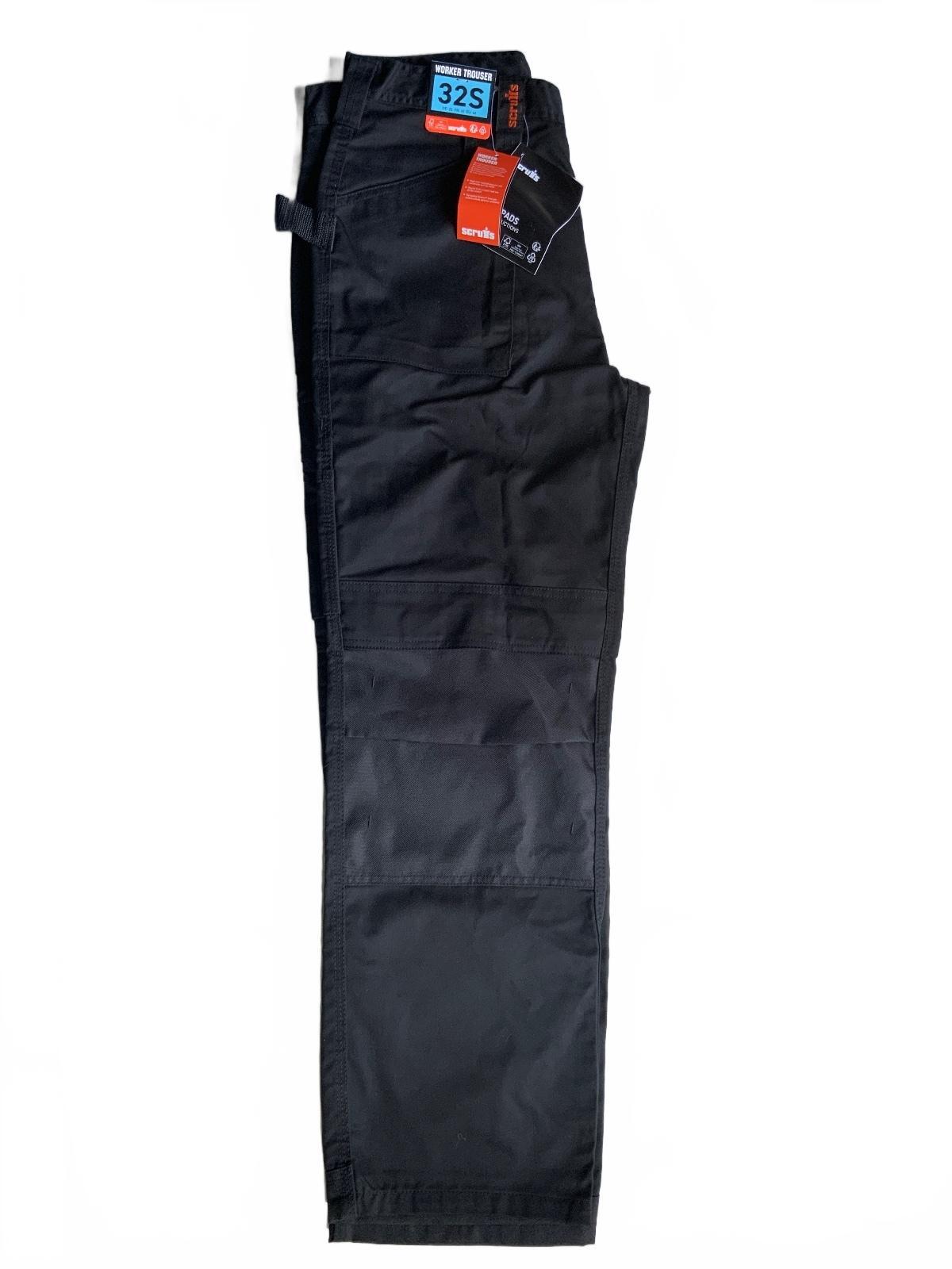 *NEW* Scruffs Worker Trousers 32S Black Durable Workwear Pants
