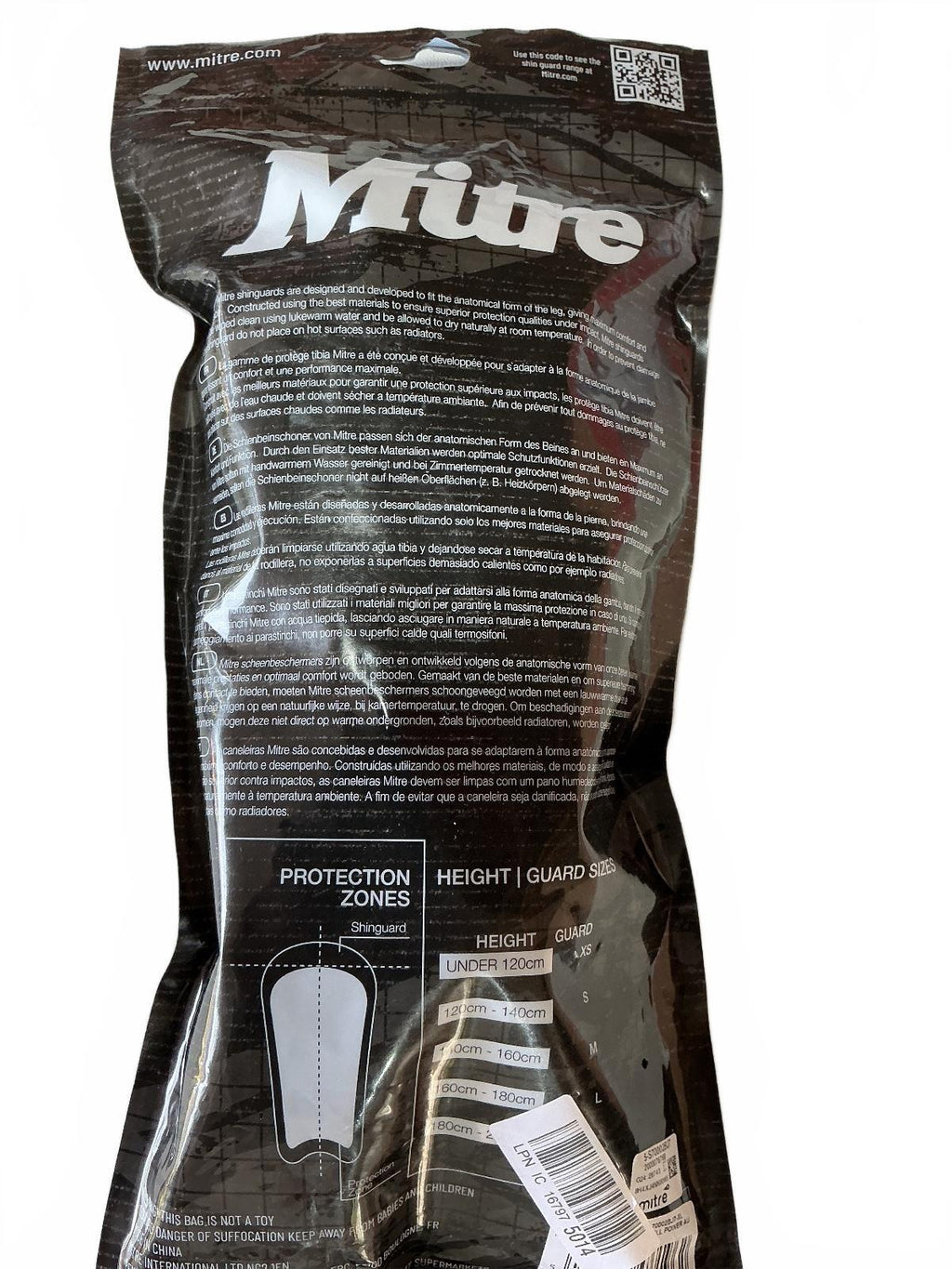 Mitre XL Black Shin Guards with Protective Aircell Power Technology