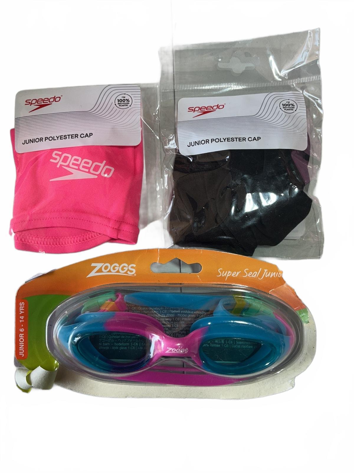 *NEW* Speedo Junior Polyester Swim Caps & Zoggs Super Seal Junior Goggles
