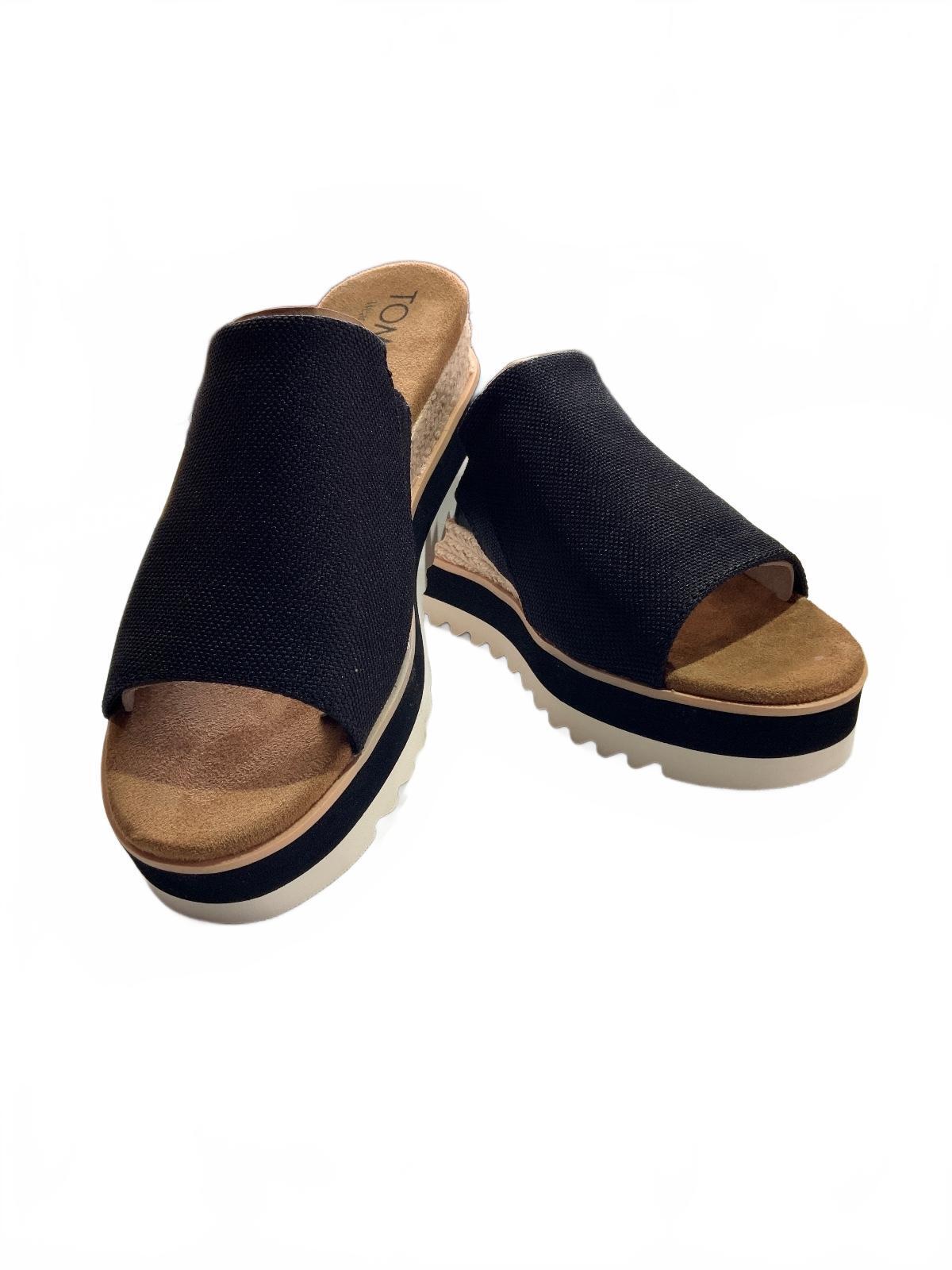 TOMS Women's Black Platform Slide Sandals Size 5uk Comfortable Stylish