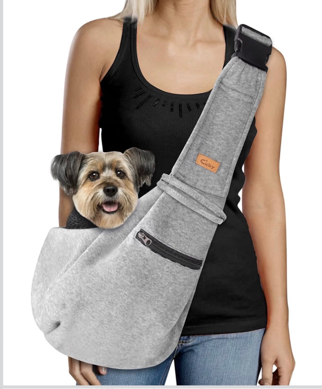 Cuby Dog Carrier Sling Unisex Medium Taupe Adjustable Cotton Comfortable