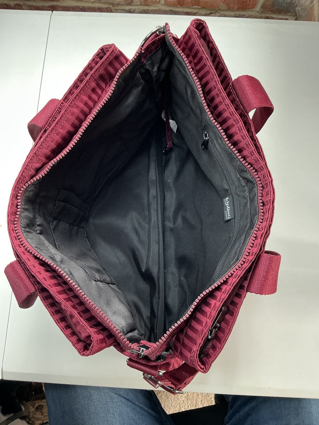 Kipling Elysia Work S Women Small Maroon Tile Jacquard Work Bag Laptop
