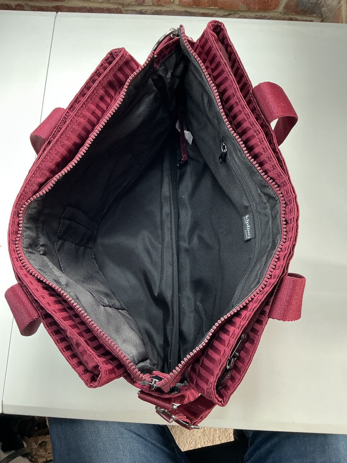 Kipling Elysia Work S Women Small Maroon Tile Jacquard Work Bag Laptop