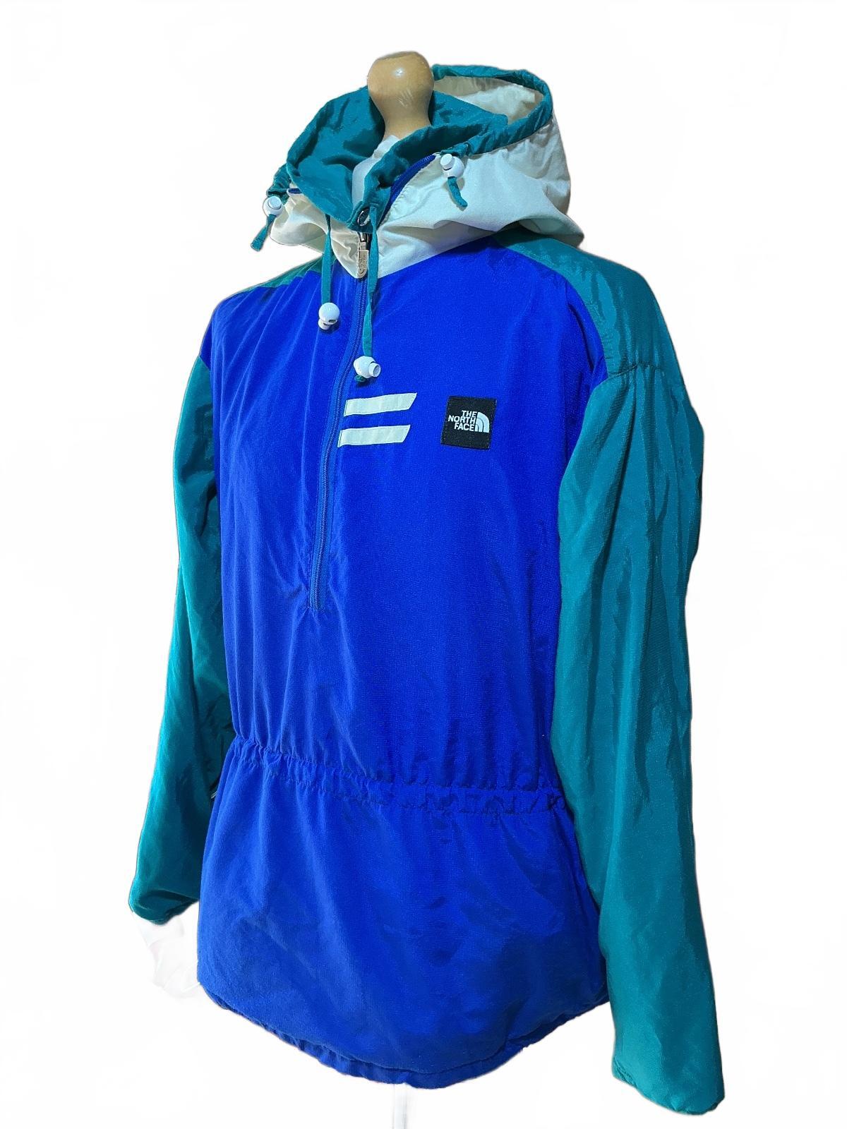 Vintage 80’s/90’s Tnf Gore-tex Blue and Green Hooded Windbreaker Jacket Size M