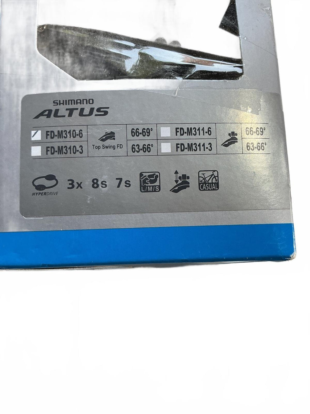 Shimano Altus FD-M310-6 Front Derailleur 3x 8s 7s 66-69° Clamp Size