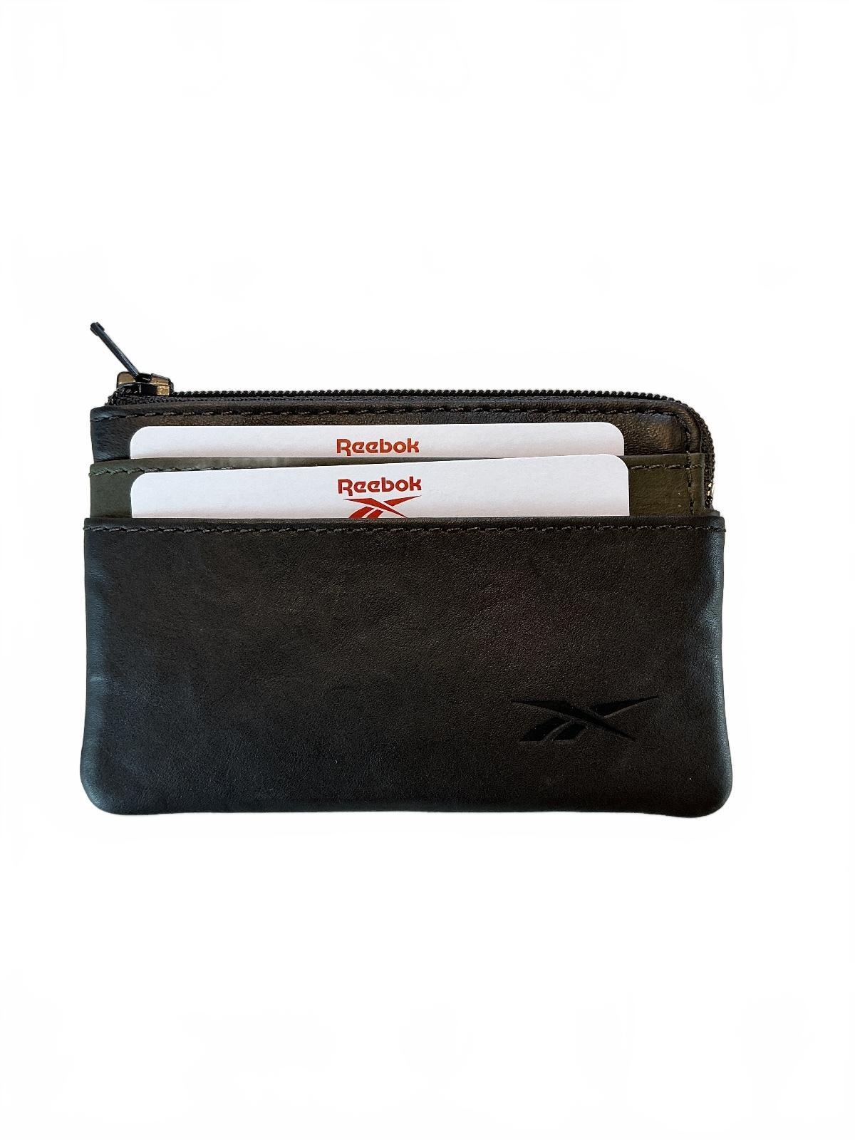 Reebok Club Men's Brown Leather Purse Wallet Zip Card Holder New