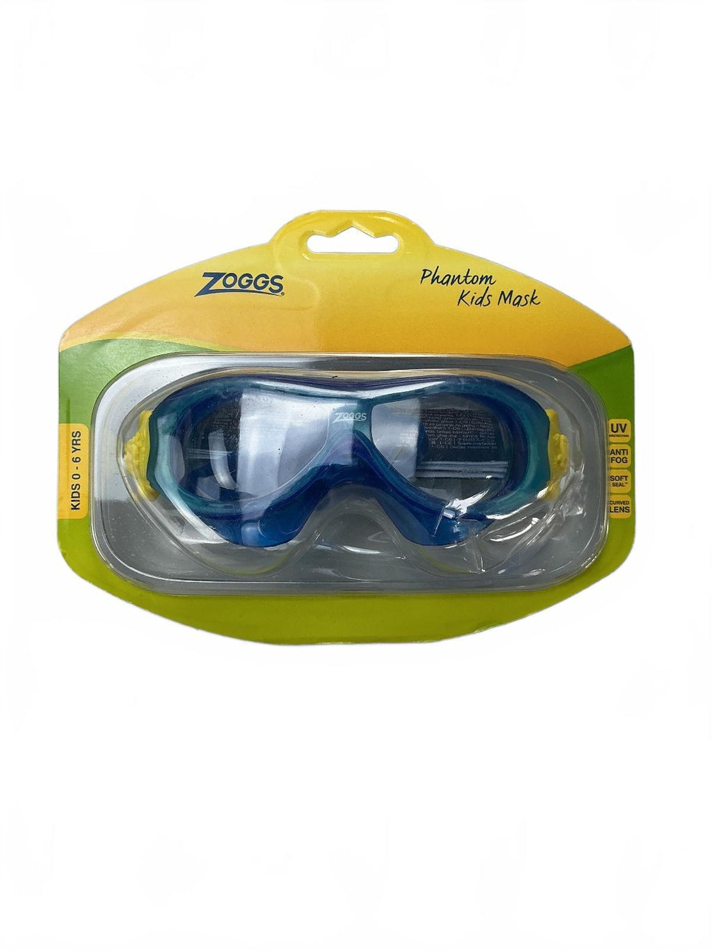 Zoggs Phantom Kids Mask Swimming Goggles Blue Yellow Kids 0-6 Yrs UV Anti-Fog