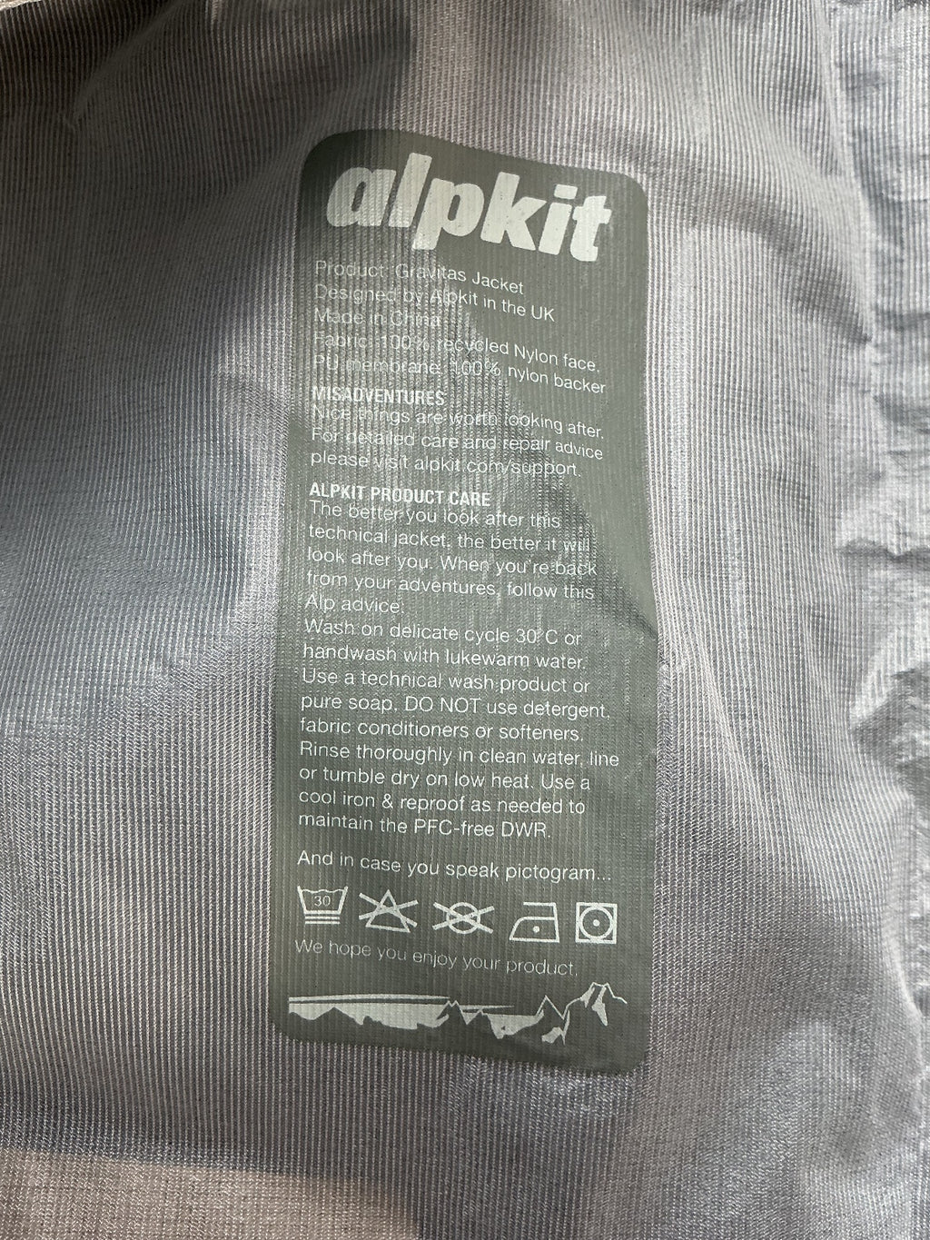 alpkit Gravitas Women's Ultra Lightweight Waterproof Hooded Jacket Size 10 Grey