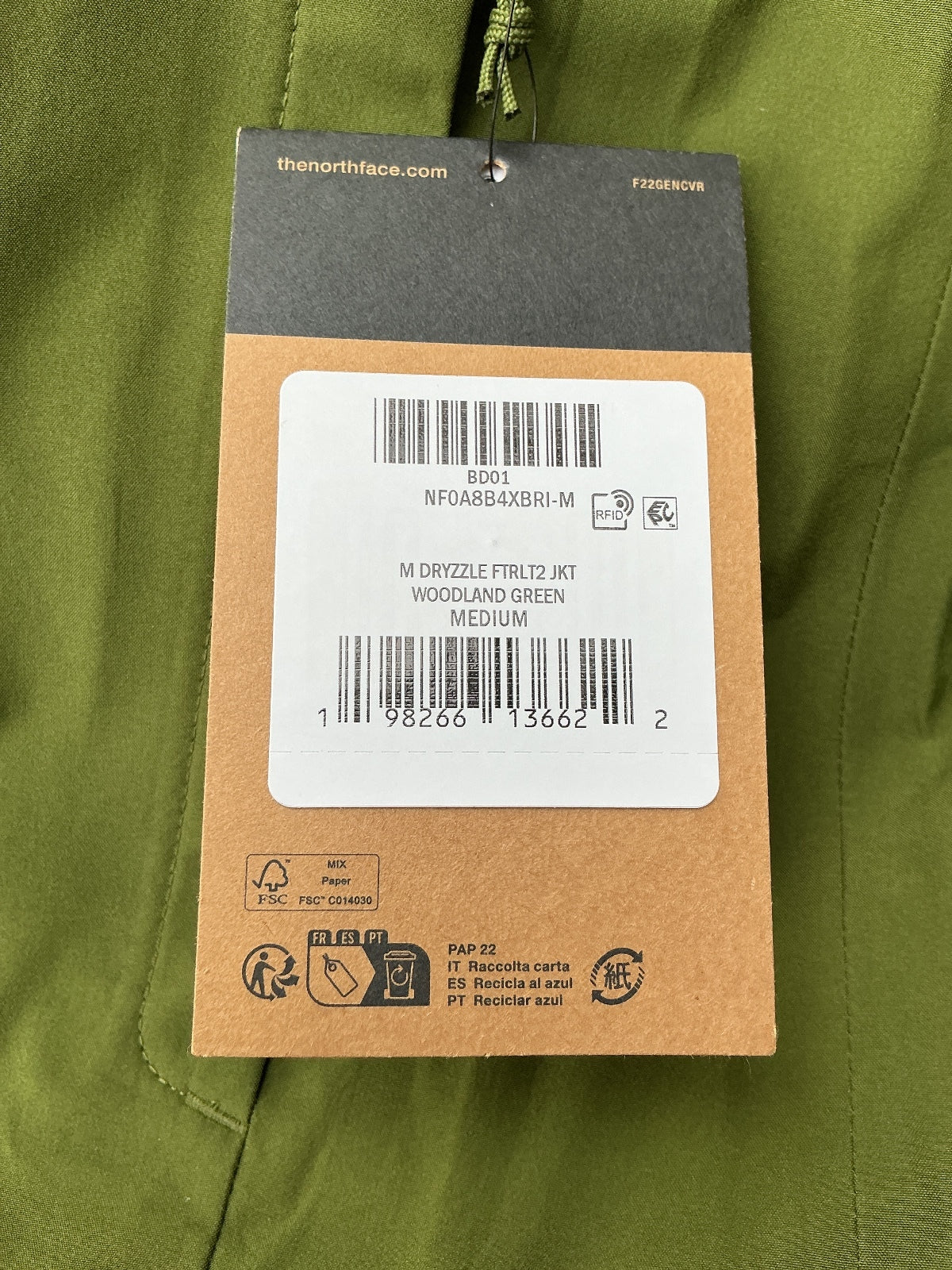 The North Face Futurelight Mens M Green Waterproof Breathable Hooded Jacket