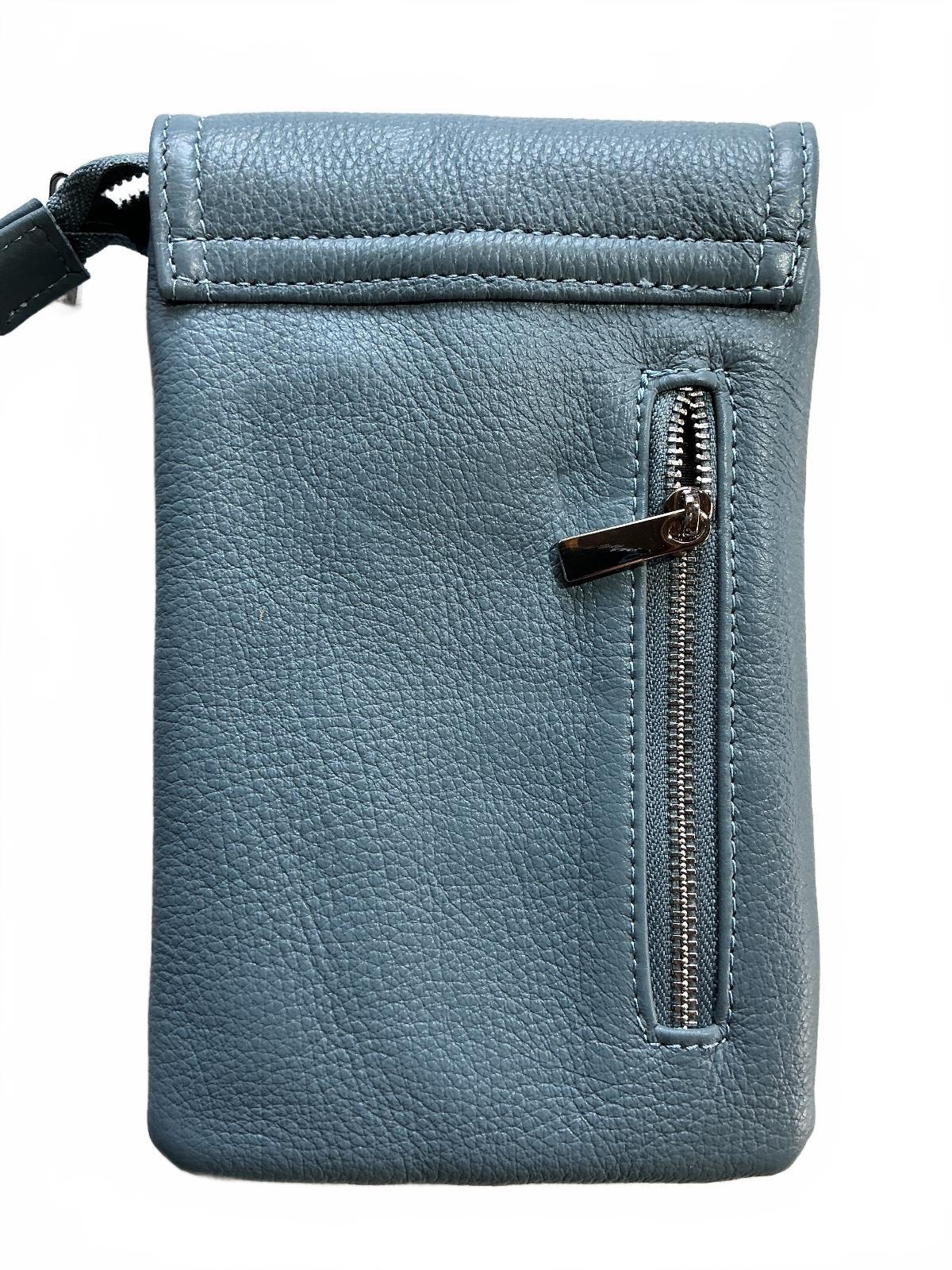 befen Blue Leather Crossbody Mobile Phone Bag Small Size Compact and Stylish