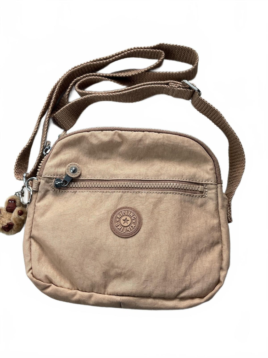 Kipling Keeffe Crossbody Bag Women Beige Petite Dual Zip Compartments