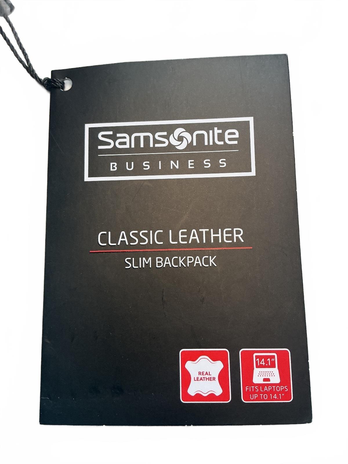 Samsonite Classic Leather Slim Backpack Fits Laptops Up to 14.1"
