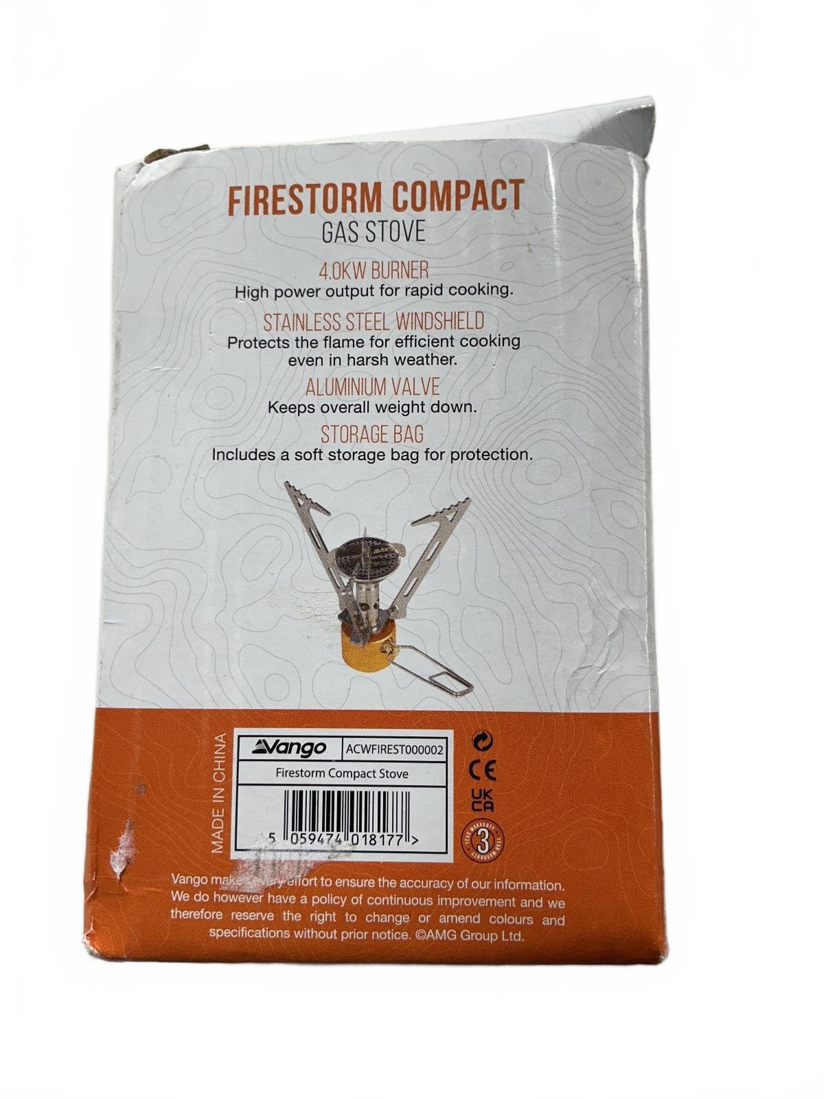 Vango Firestorm Compact Gas Stove 4.0 kW Burner Outdoor Camping Stove
