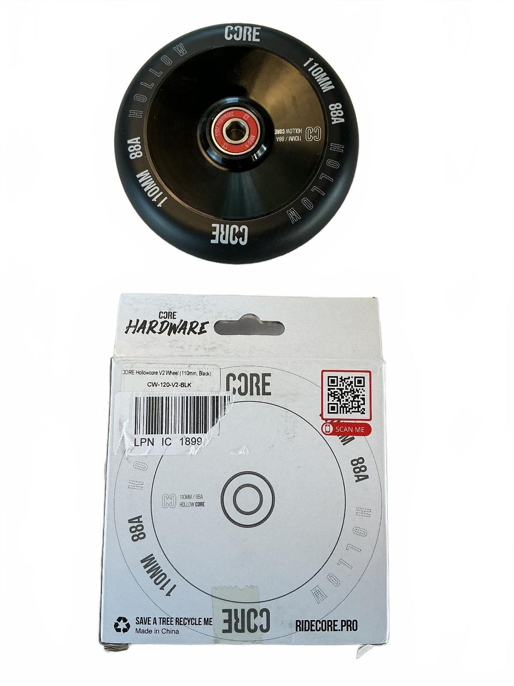Two Core Hollowcore V2 Wheel Men 110mm Black 88A Hollow Core Skateboard Wheel