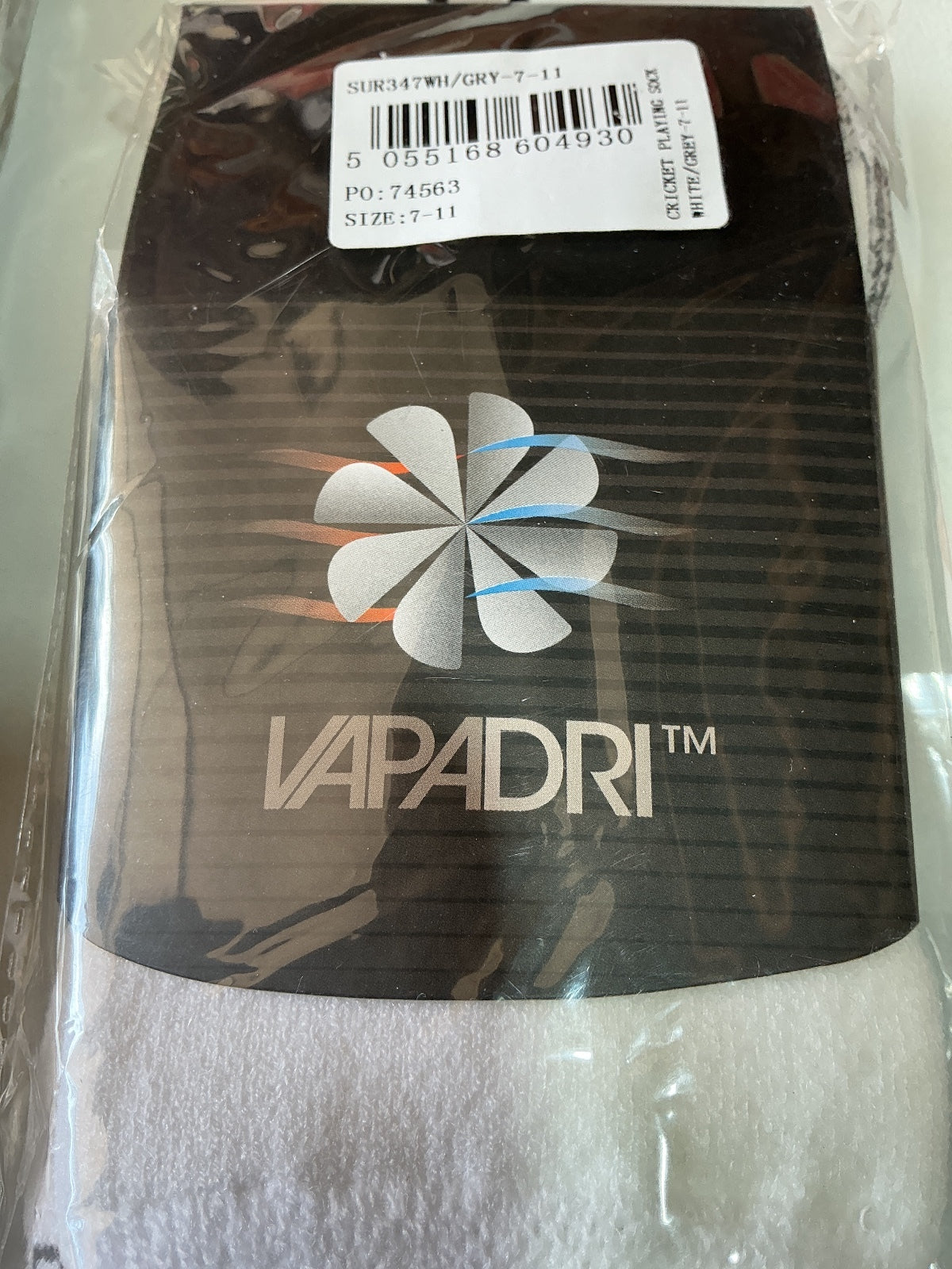 *NEW* Vapadri Performance Cricket Playing Socks White/Grey Size 7-11 Breathable