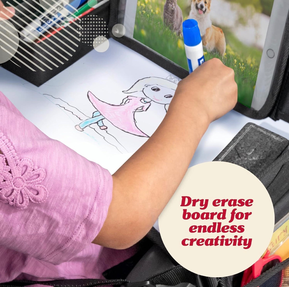 Lusso Gear Kids Car Seat Tray Black Unisex Portable Travel Activity Table