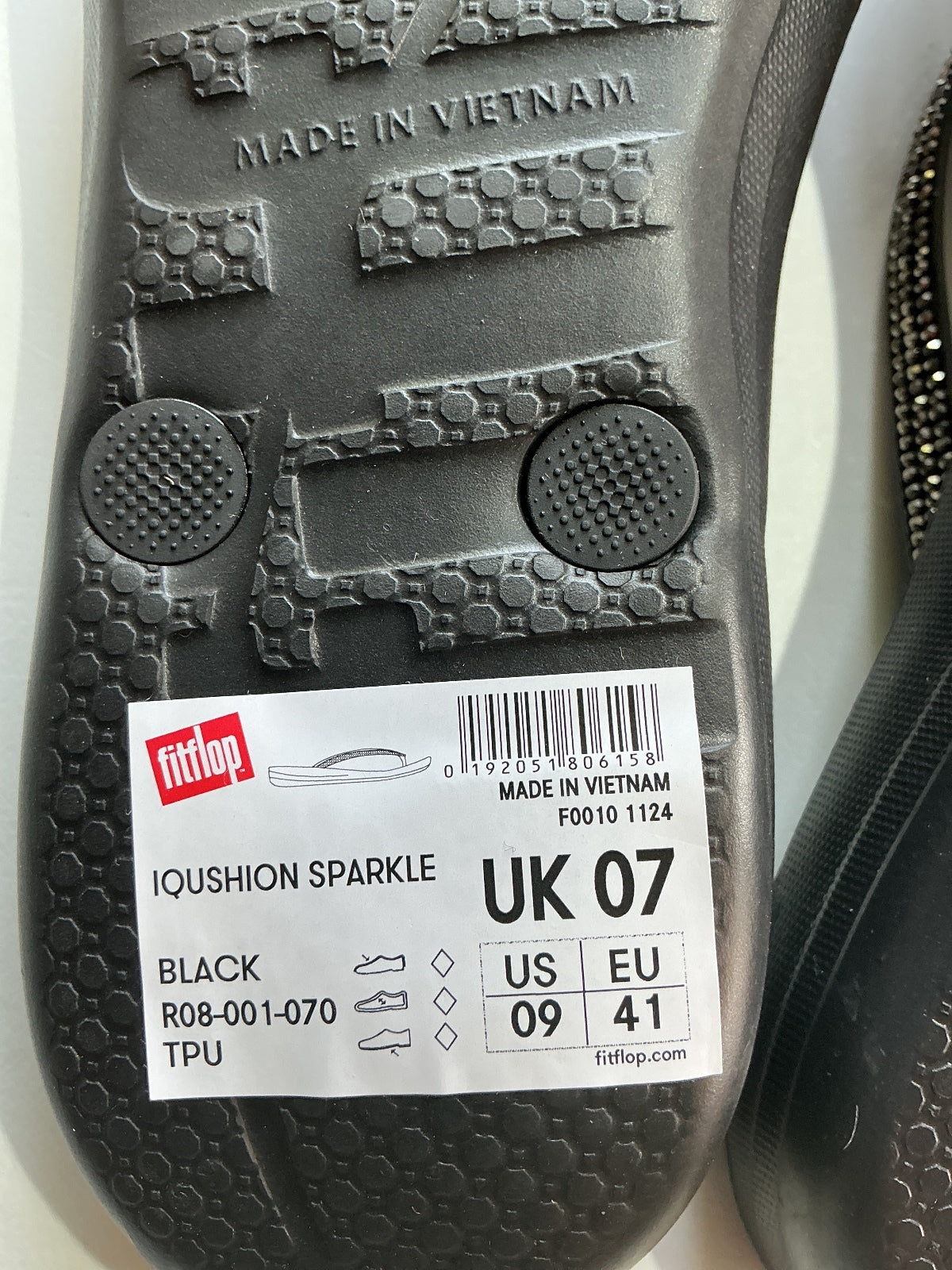 FitFlop Iqushion Sparkle Black Flip Flops UK 7 Comfortable Sandals