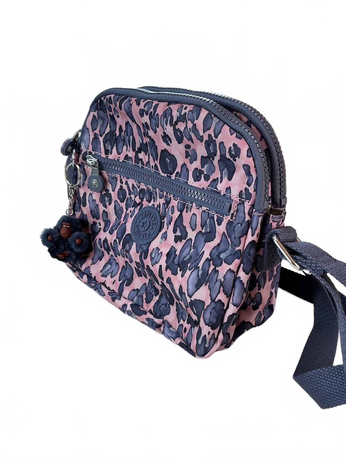 Kipling Keeffe Crossbody Bag Women Pink Leopard Print Lightweight Adjustable