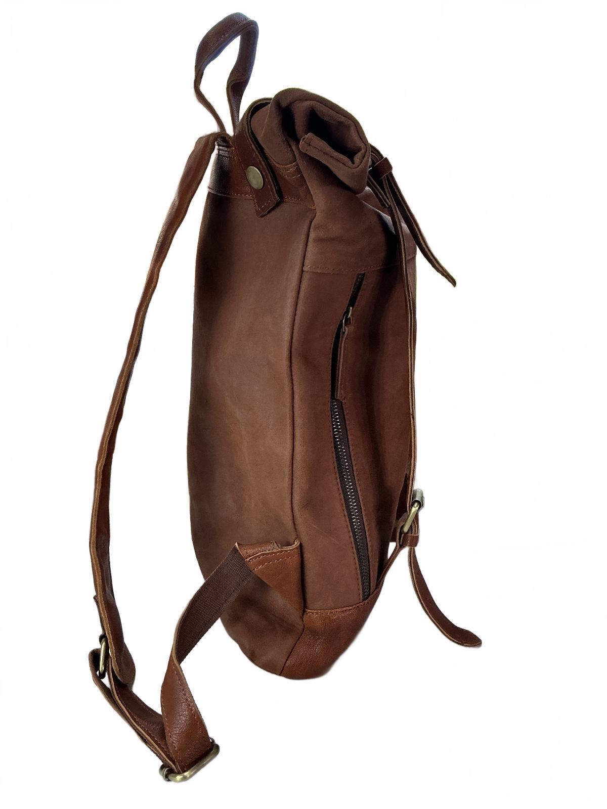 Oxford Chariot Bespoke Luxury Leather Rucksack With Laptop Sleeve Roll Top