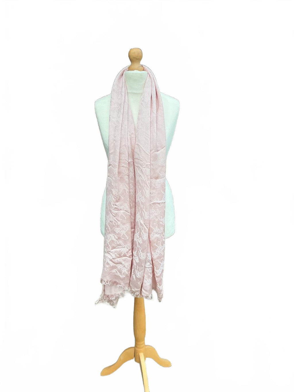 Paul Costelloe Dressage Women Scarf Pink Horse Print Jacquard Lightweight
