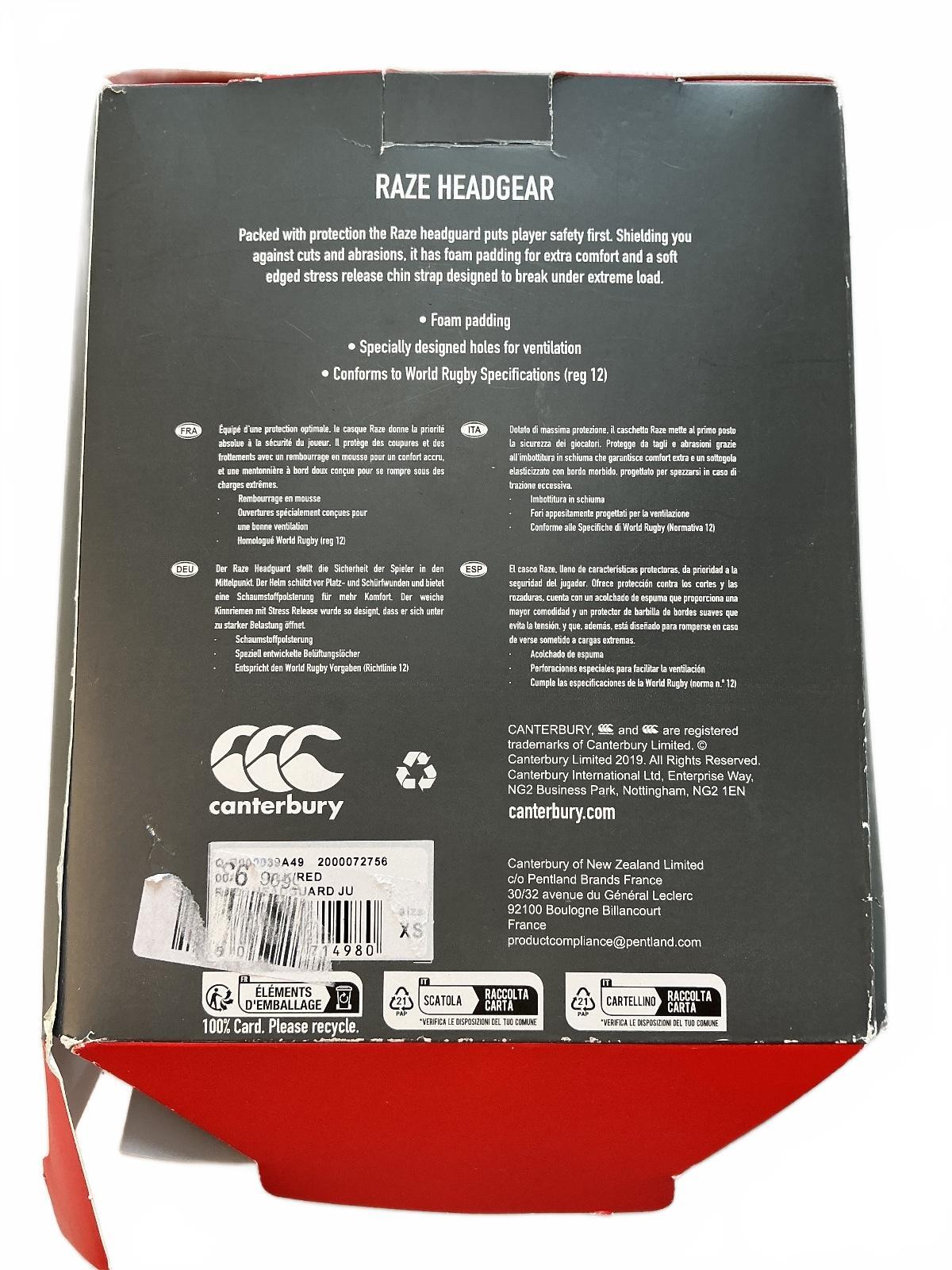 Canterbury Raze XS Rugby Headgear Protective Helmet