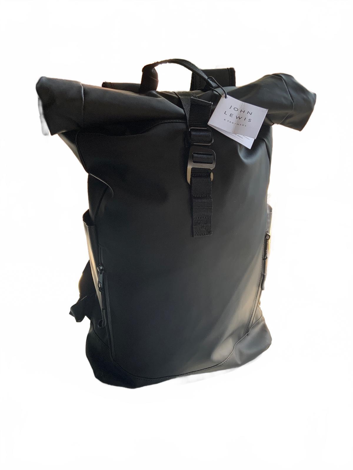 *NEW* John Lewis Rubberised Rolltop Bag Black Large Size Stylish Backpack