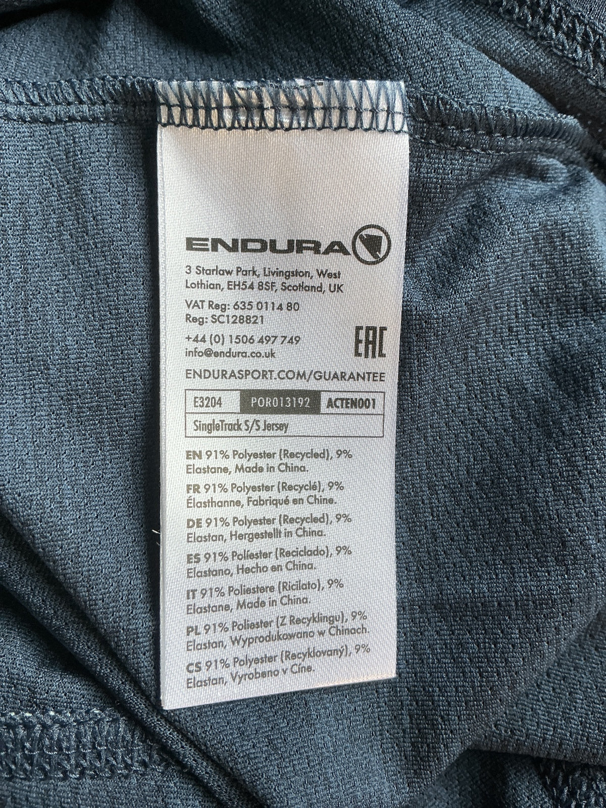 Endura SingleTrack Men's S Navy/Light Blue Short Sleeve Cycling Jersey Top