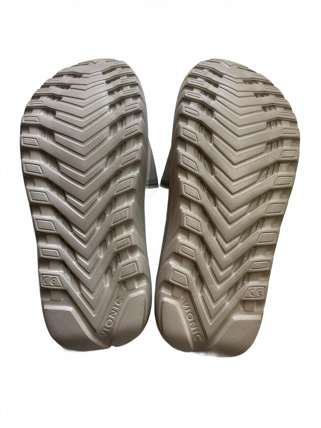 Vionic Beige Slide Sandals Size 6.5 Comfortable Supportive Footbed Shoes
