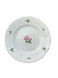 Augarten Wien Vienna Rose 20 cm White Floral Dessert Plate with Green Rim