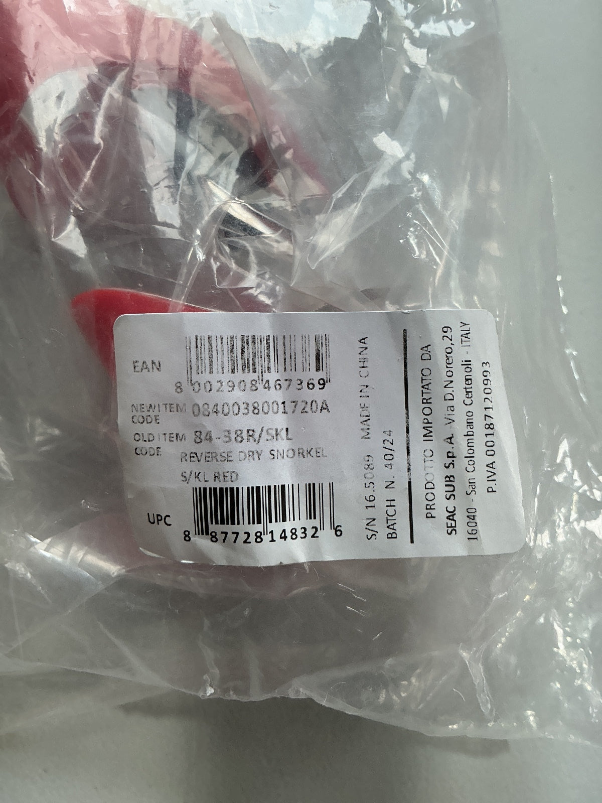 SEAC Reverse Dry Snorkel Red Black Size Preloved Diving Gear