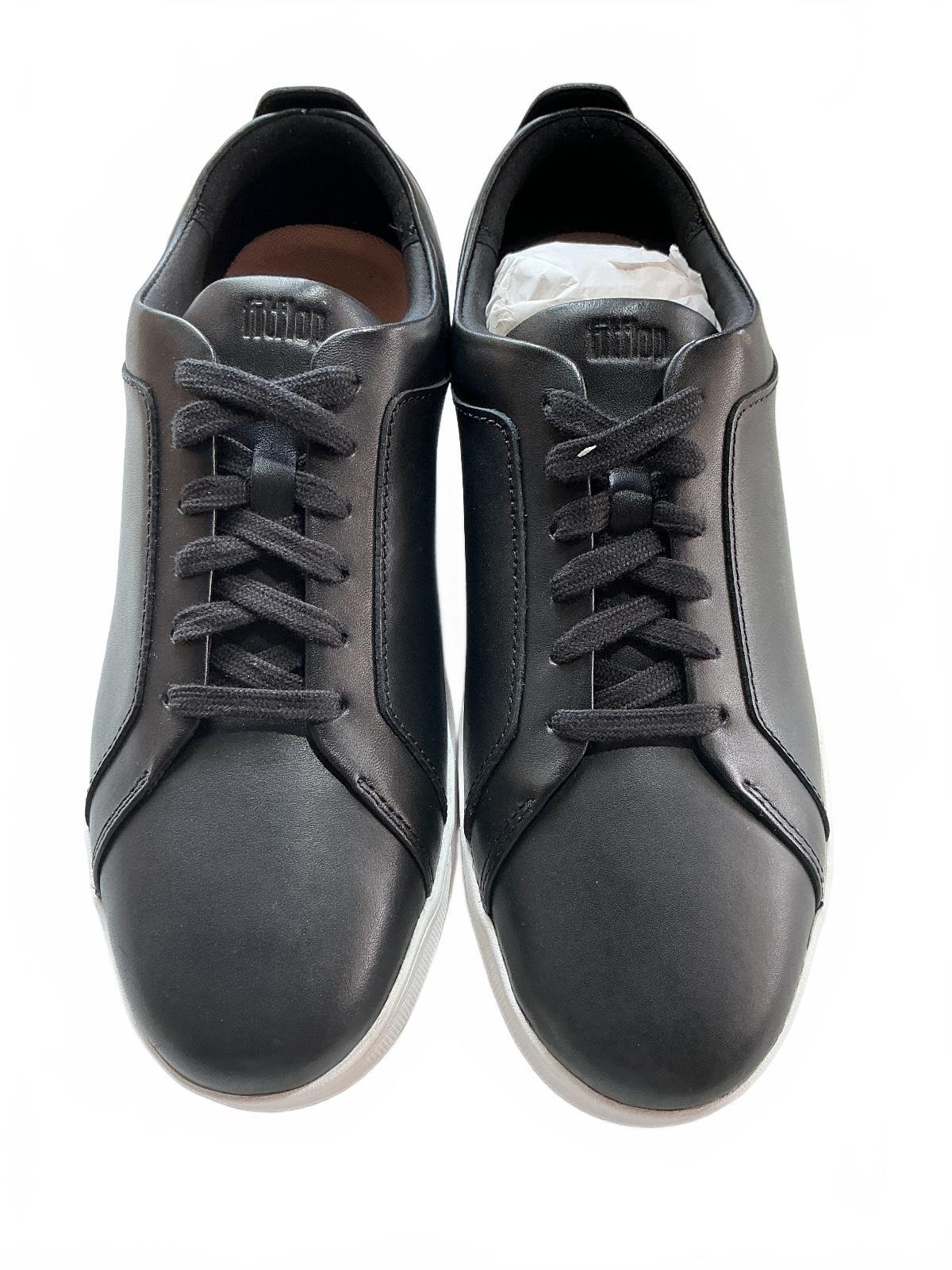 FitFlop Rally Black Leather Sneakers UK Size 6 Comfortable Casual Shoes