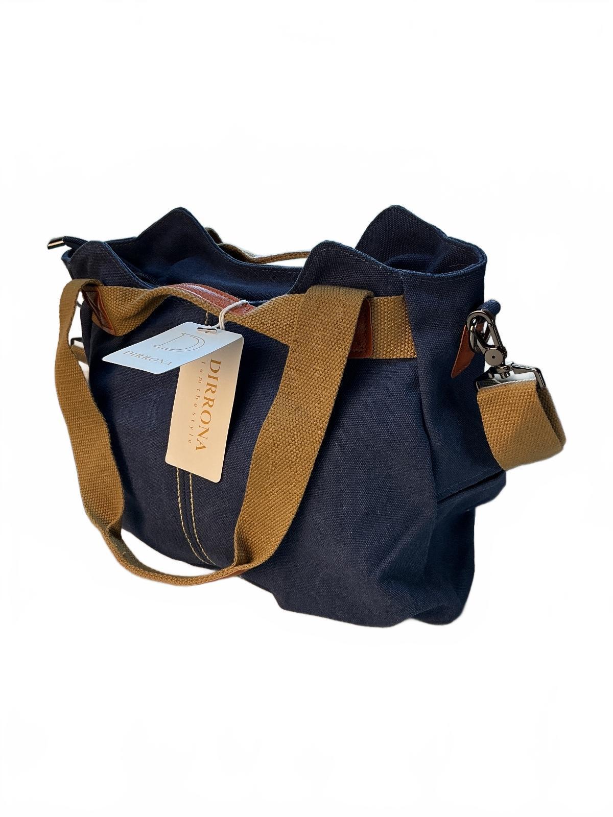 DIRRONA Canvas Tote Bag Women Navy Blue Durable Casual