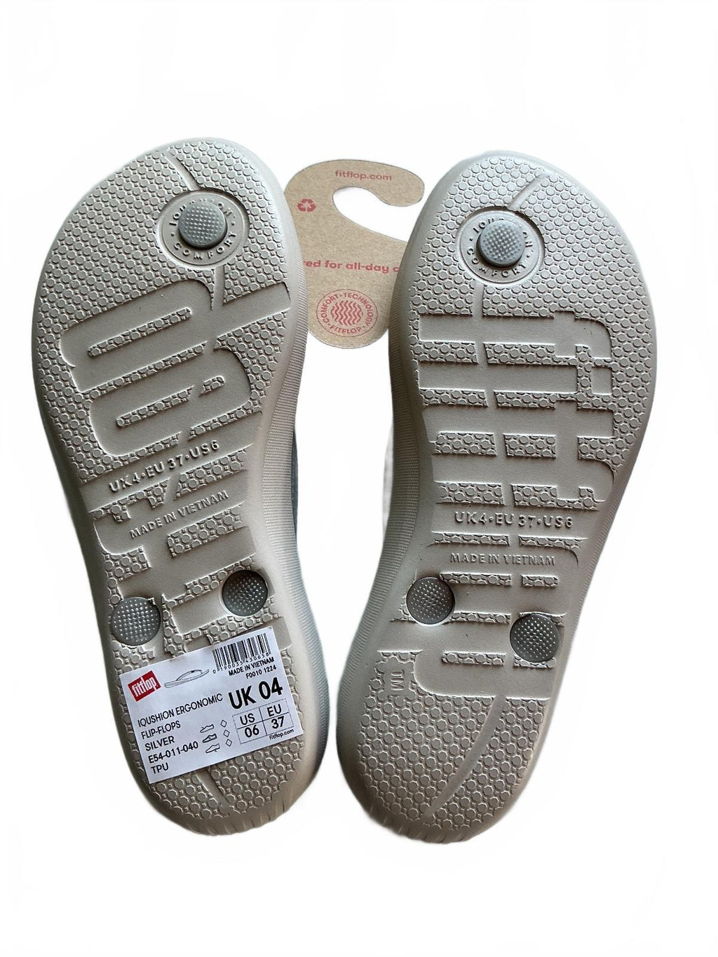 FitFlop Iqushion Ergonomic Flip-Flops Silver UK 4 EU 37 Comfortable Sandals