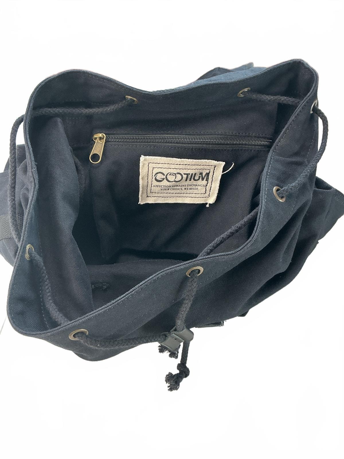 Gootium Backpack Unisex Black Canvas Durable Adjustable Straps Vintage Style