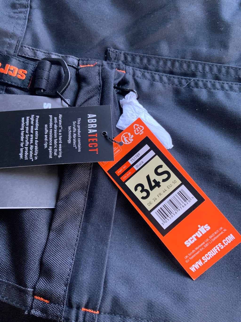 Scruffs Workwear  Plus Trousers Black Size 34S Durable Work Pants
