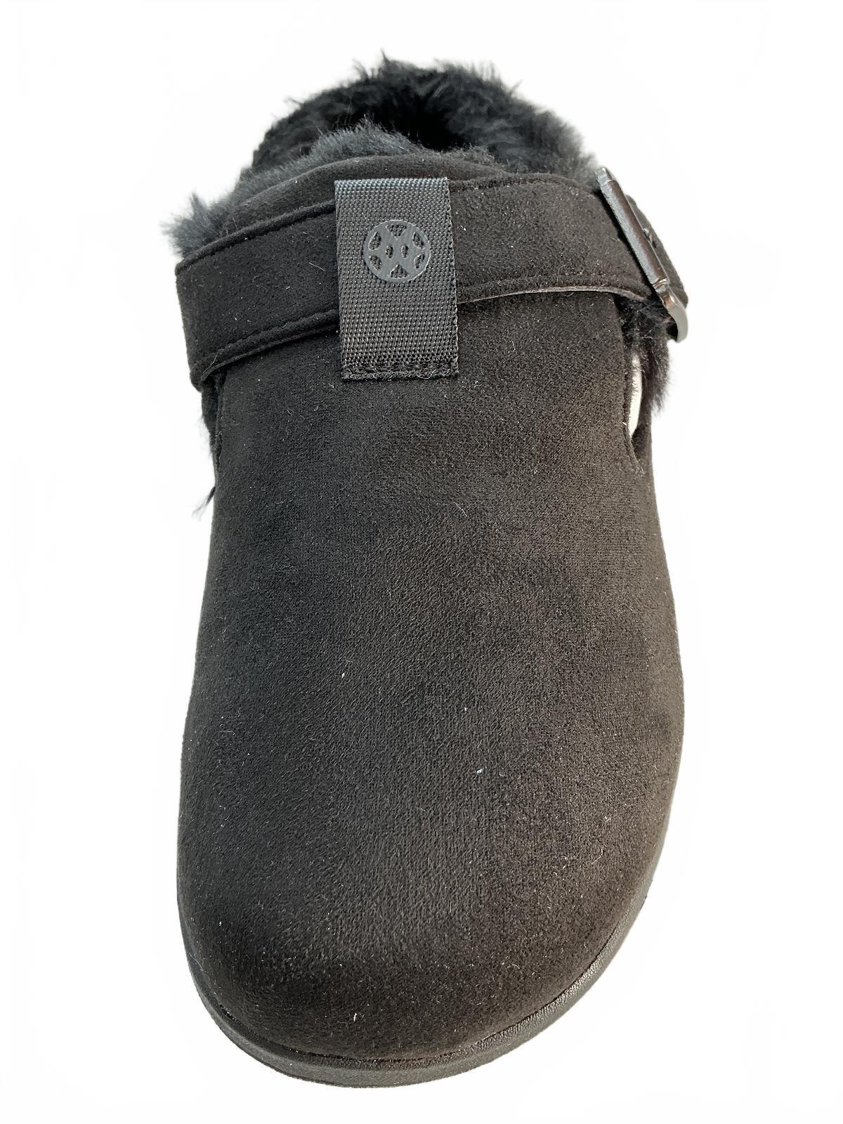 Sisttke Winter Clogs Women's Size 39 Uk 6 Black Suede Adjustable Strap Faux Fur