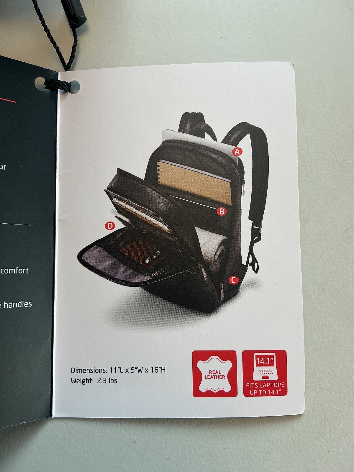 Samsonite Classic Leather Slim Backpack Fits Laptops Up to 14.1"